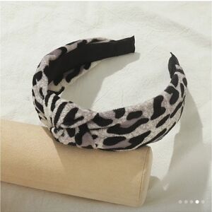 Leopard Print Velveteen Top Knot Headband